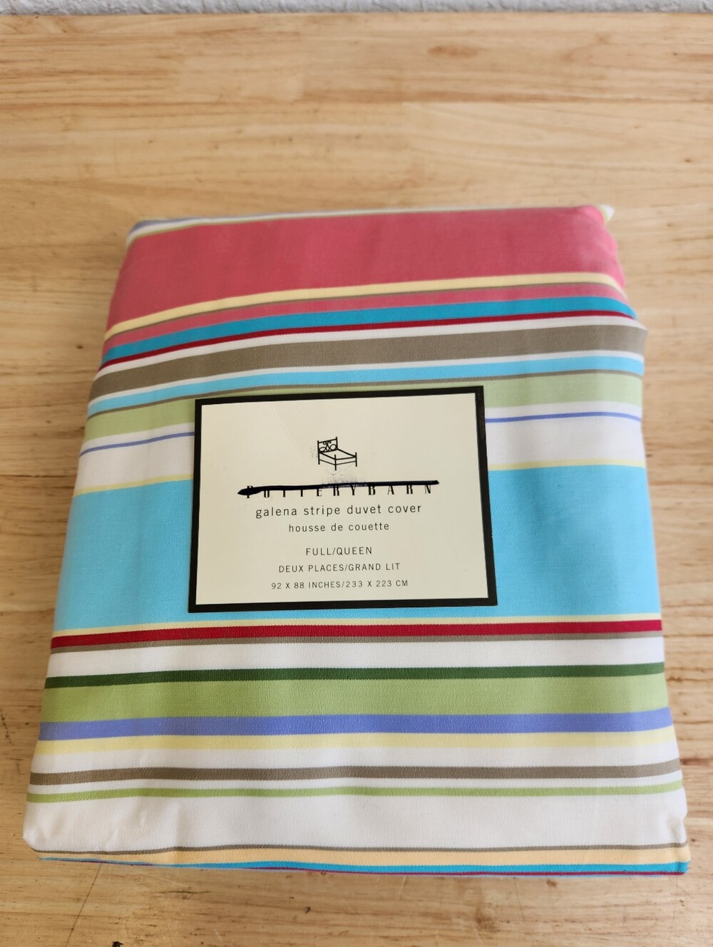 Pottery Barn Galena Striped Duvet Cover Sz F/Q Bright Colorful Beach Modern
